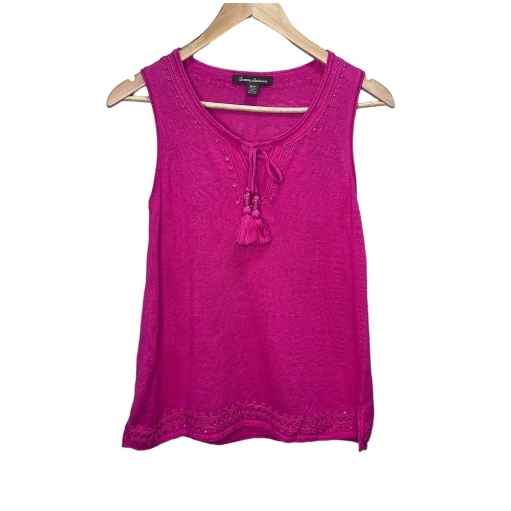 Tommy Bahama Pink Linen Sleeveless Blouse Size Small